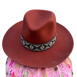 Olive & Pique Rust Orange Wool Ranchers Hat with Geometric Band